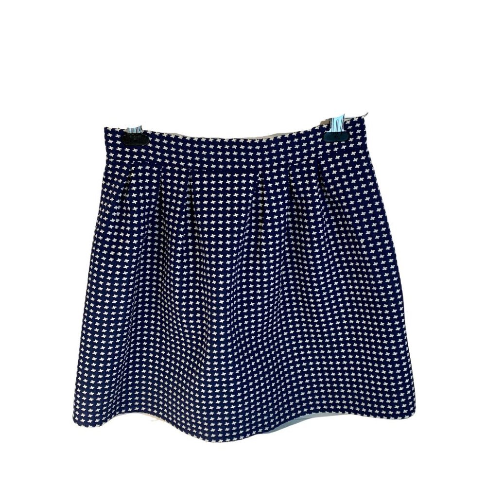 Dina be. Navy & White, Pleated, Mini Skirt, Size M
